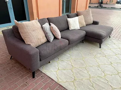 MARINA Home Stylish Grey Sectional Sofa with Plush Cushions
