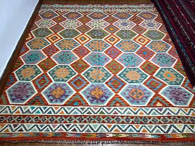 256 x 300 cm | New Handmade Beautiful Turkmen Kilim Rug