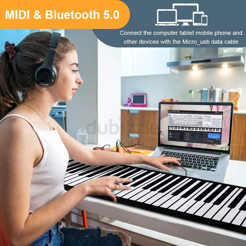 88 Keys Roll Up Piano with Pedal Upgraded Numeric Portable Piano Sticker Keyboard63233645770113111