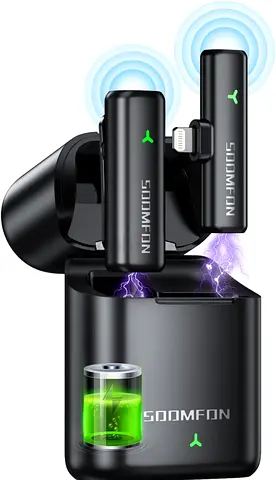 SOOMFON MFi Certified Wireless Lavalier Microphone for iPhone iPad 2.4Ghz Plug and Play