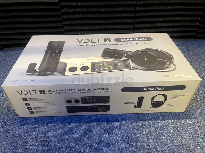 Professional Studio Bundle - Universal Audio Volt 2  
Audio Interface + Condenser Microphone + Headphones + Accessories  
Like Agency63205877255811113