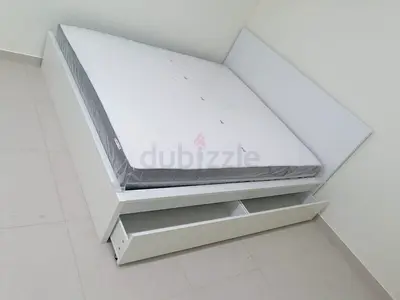 IKEA malam double size 140/200 bed with IKEA mattress and 2 storage drawers underneath