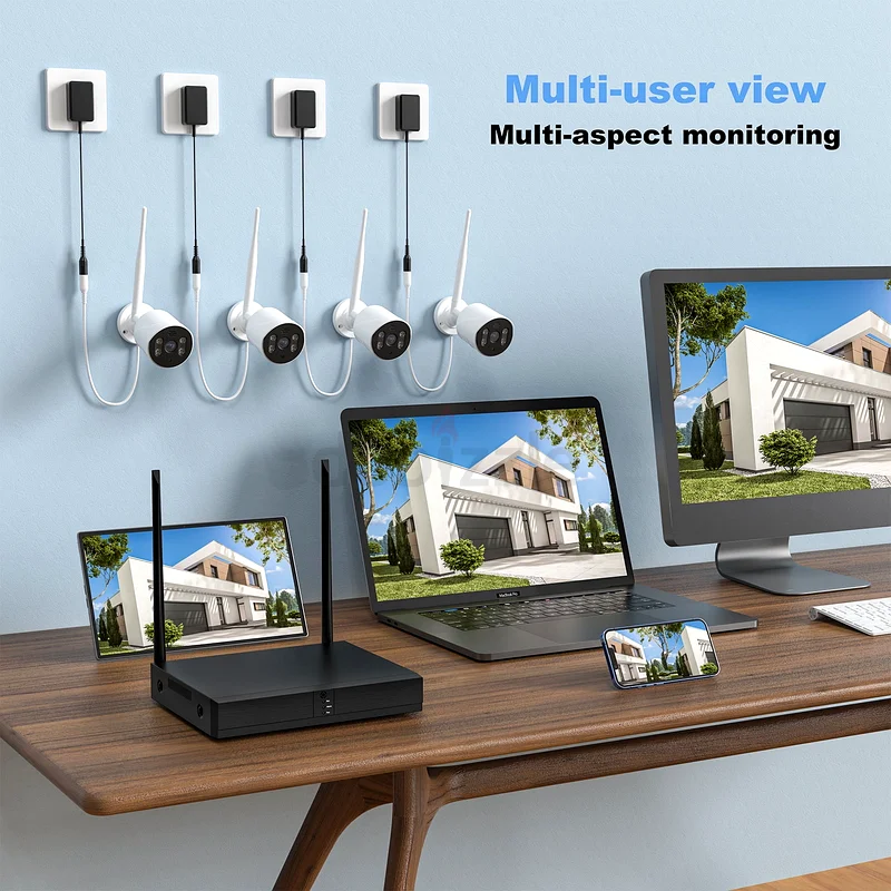 OPVISION 4pcs Wired Security Camera System, 8CH 3MP NVR, 1080P Surveillance Cameras with Color Night63257102961793110
