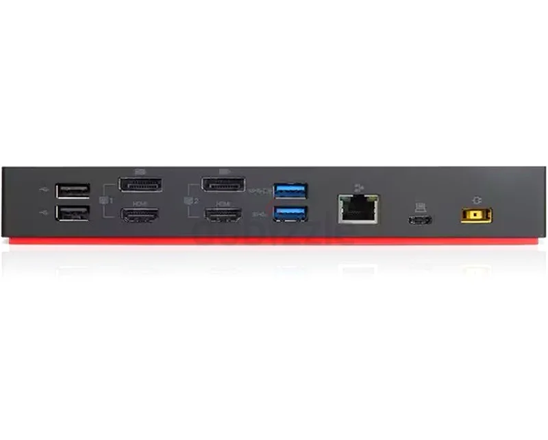 .Lenovo ThinkPad محطة إرساء هجينة بمنفذ USB-C، عالمية، دقة 4K UHD، 4 مخرجات عرض، محطة إرساء (40AF0135)63166654109315114