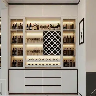 Sleek Modern Wine Storage Cabinet with LED Lighting