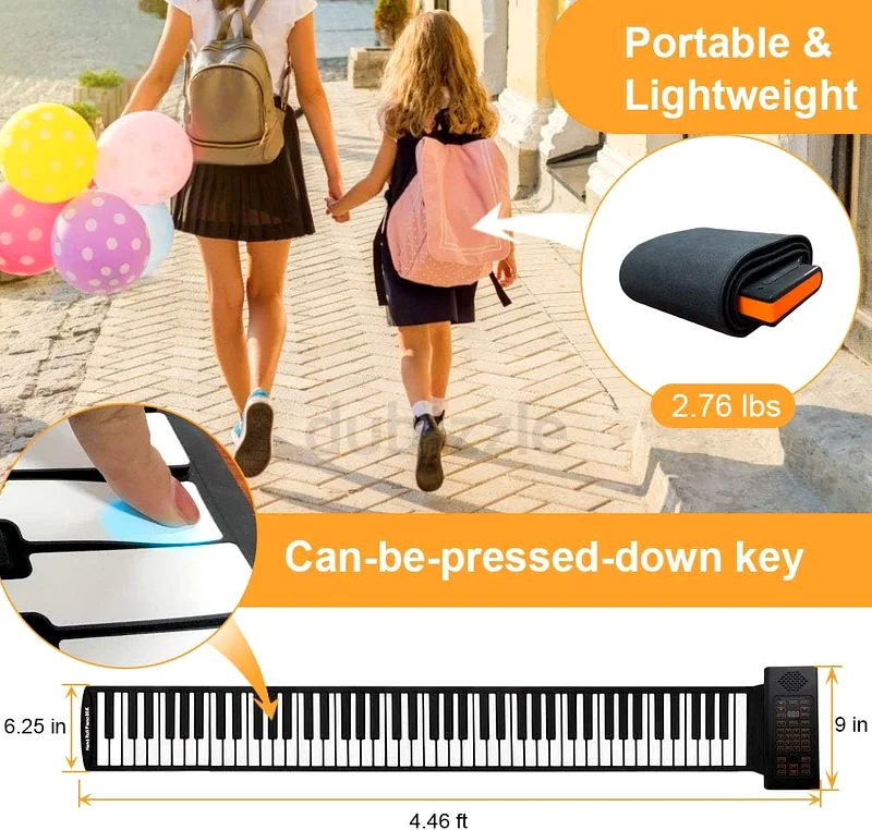 88 Keys Roll Up Piano with Pedal Upgraded Numeric Portable Piano Sticker Keyboard63233645770113114