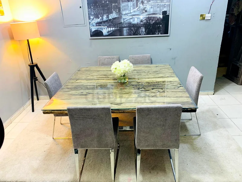 Raw Wooden Dining Table Set with Elegant Chairs63216835545345111