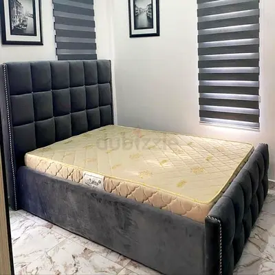 Stylish Grey Velvet Bed Frame