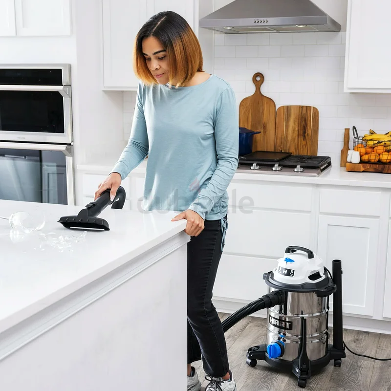 HART 8 جالون 6 حصان قمة من الفولاذ المقاوم للصدأ، مكنسة كهربائية للرطب/الجاف VOC812SF 370263253974023937113