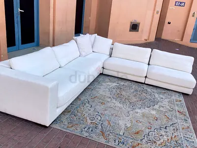 Chattels And more Elegant White L-Shaped Sofa with Cozy Design