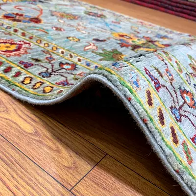 82 x 266 cm | New Handmade Beautiful Gray Silver Sultani Runner Carpet Fine Quality