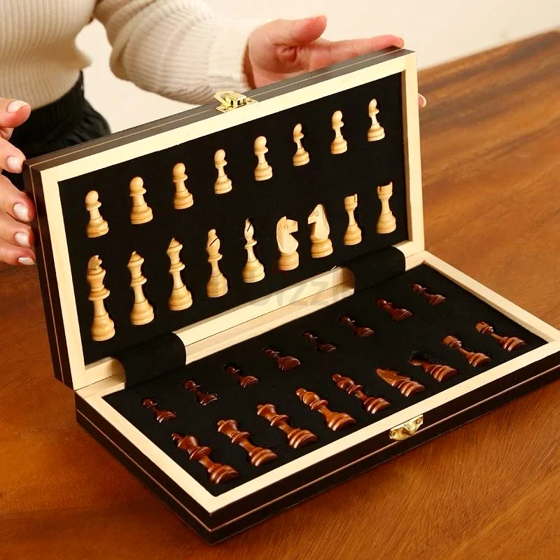 International Chess Magnetic High End Solid Wood Folding Chessboard Adult Competition Special Extra63244714119810114