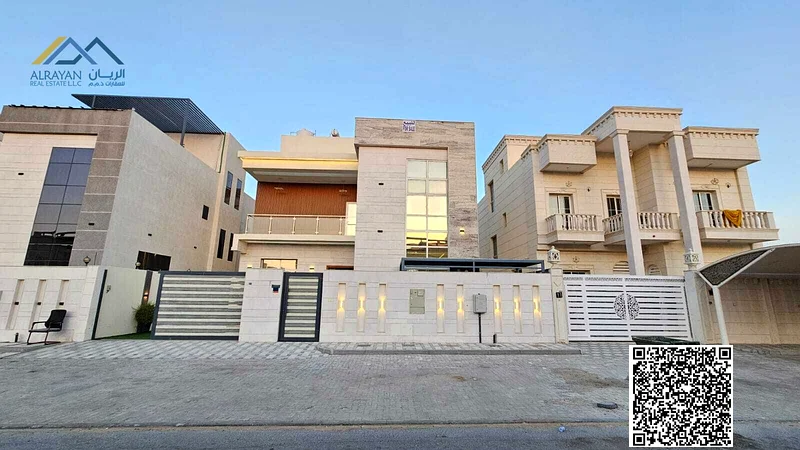Luxury super deluxe villa for sale in Al Alia area in Ajman, freehold for all nationalities, price inclusive of electricity, water and air conditionin63871901231491112