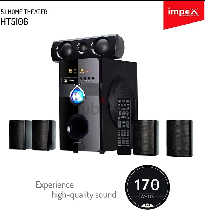 صوت قوي! مكبرات صوت Impex 5.1 – 170 واط، بلوتوث بنظام دولبي632607425999391125