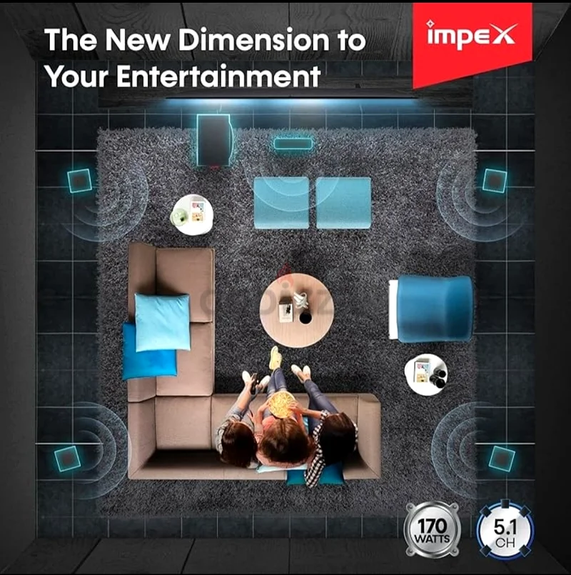 Booming Sound! Impex 5.1 Speakers – 170W Dolby Bluetooth63260742599939113