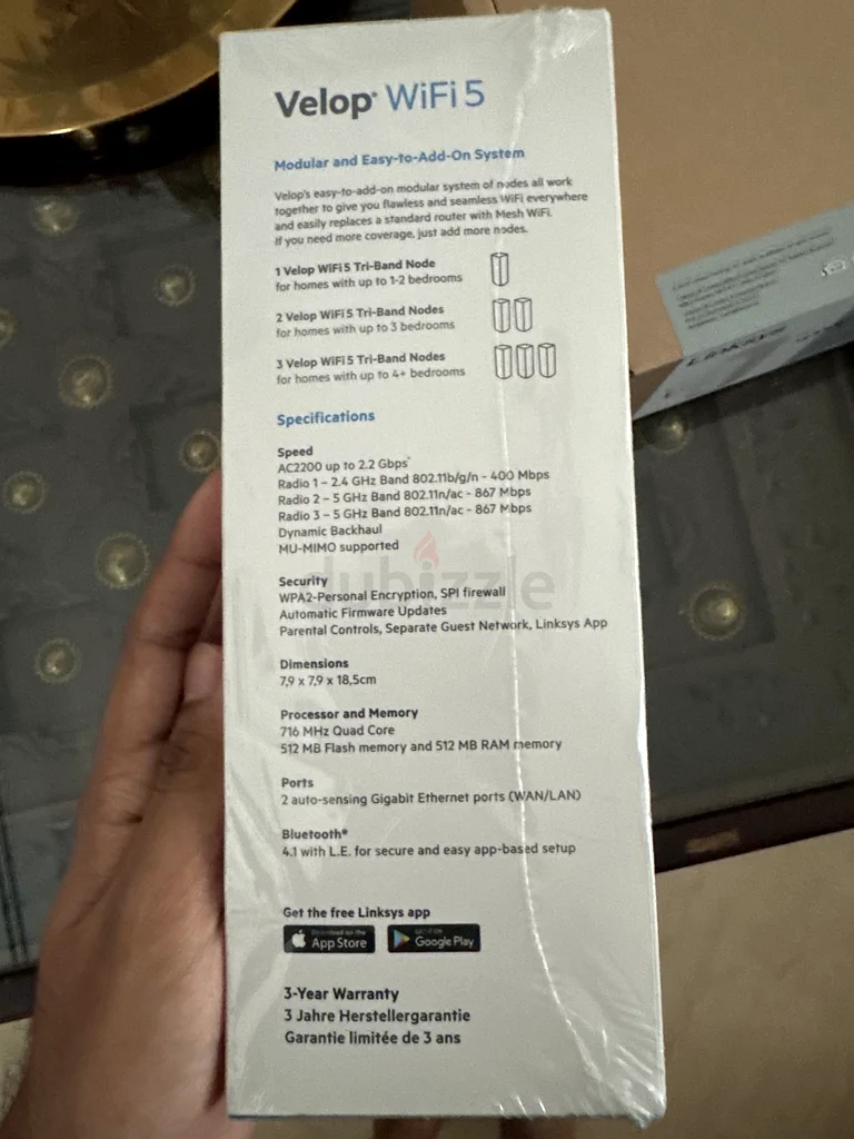 جهاز Linksys WHW0301 Velop WiFi 5 غير مفتوح، نظام شبكة منزلية متكامل من نوع ثلاثي الحزمة63167578033409111