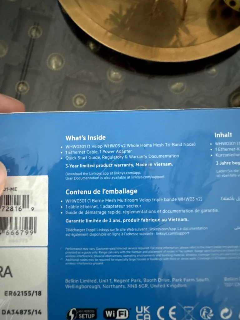 جهاز Linksys WHW0301 Velop WiFi 5 غير مفتوح، نظام شبكة منزلية متكامل من نوع ثلاثي الحزمة63167578033409112