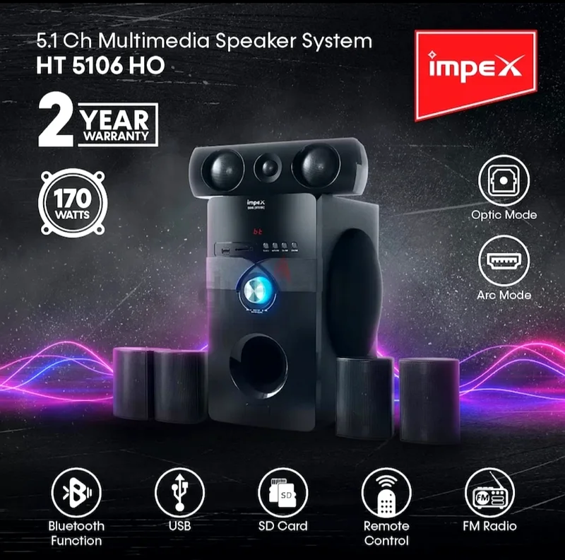 Booming Sound! Impex 5.1 Speakers – 170W Dolby Bluetooth63260742599939112