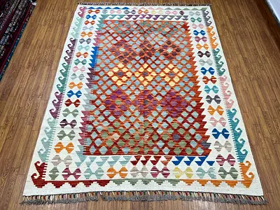 154 x 200 cm | New Handmade Beautiful Turkmen Kilim Fine Rug