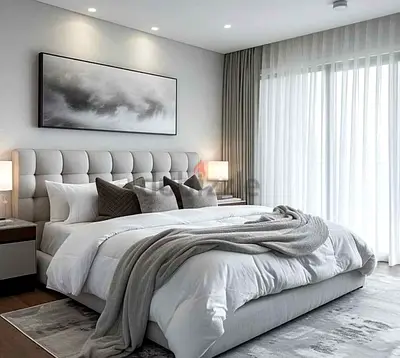 Luxurious Modern Bed Set with Stylish Headboard