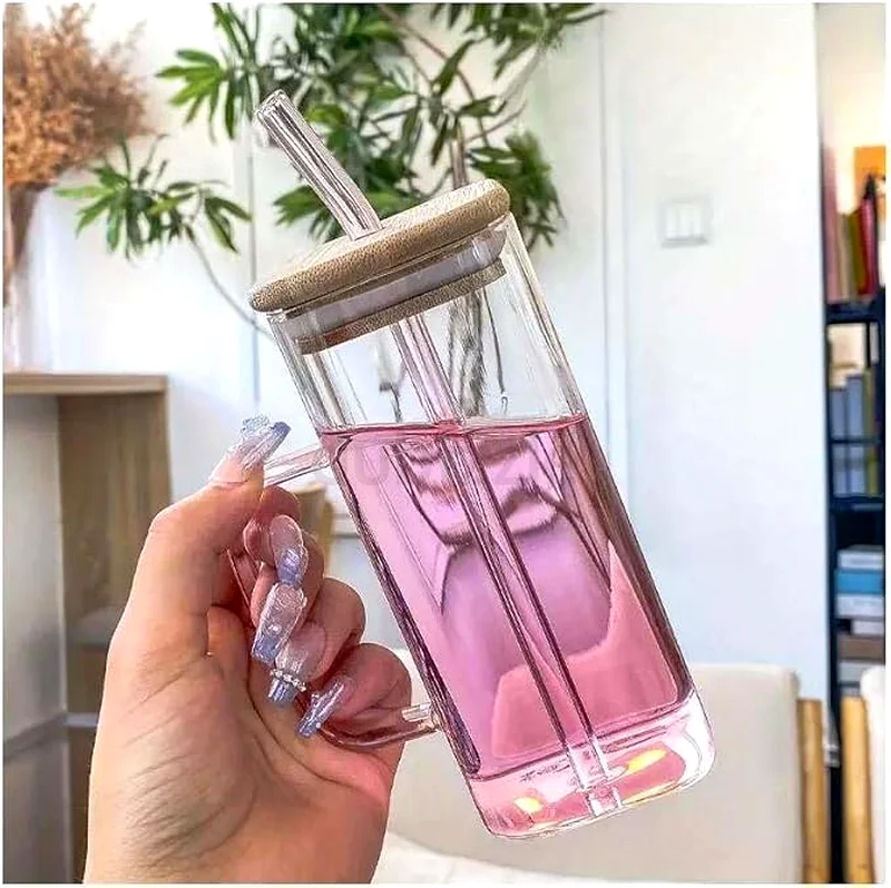 Drinking Glasses with Bamboo Lids and Glass Straw63184724704513111