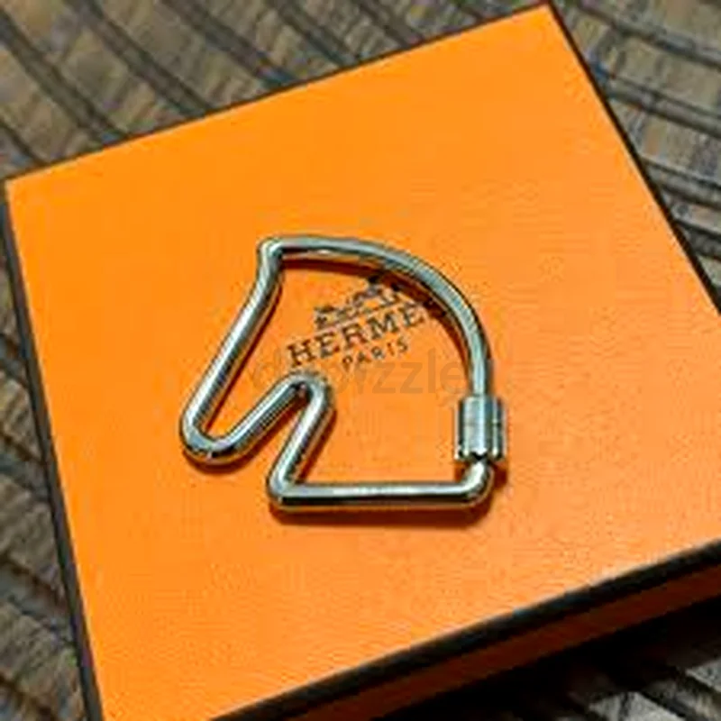 Authentic used HERMES  Palladium Cheval Key Ring63240124566402114