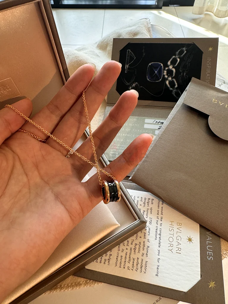brand new Bvlgari B.Zero1 Black Ceramic 18K Rose Gold Pendant Necklace63240637547906110