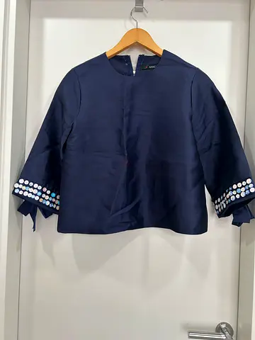 Blue silky evening top size M - L