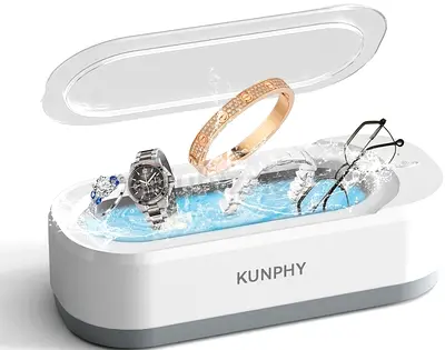 kunphy Ultrasonic Jewelry Cleaner, Jewelry Cleaner Machine 350ml 46KHz, Professional Sonic Cleaner