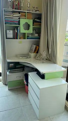 Stylish Corner Study Table with Storage w Chair