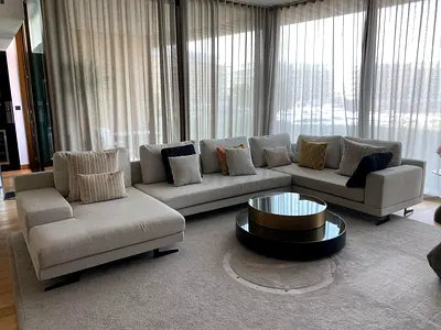 Ebarza Stylish Modern U-Shaped Sofa Set With Coffee Table