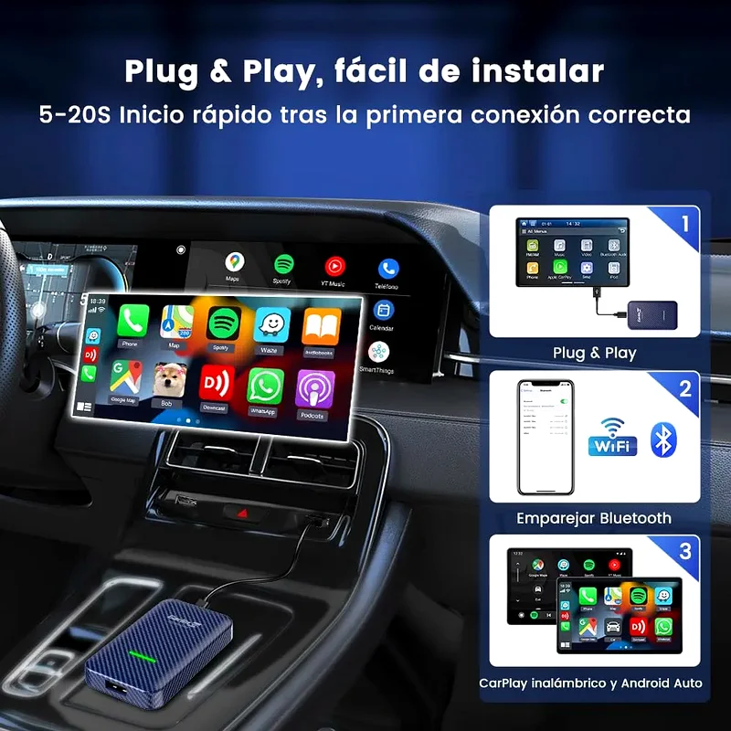 CarlinKit 4.0 محول CarPlay اللاسلكي وميزة Android Auto، يحول نظام CarPlay السلكي الأصلي إلى نظام Android لاسلكي63263524547457112