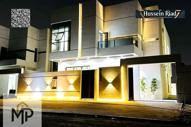 For sale, a modern villa, including registration fees, close to the mosque and services, with a seating area in the courtyard, with no down payment.63904246593155113
