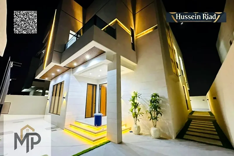 For sale, a modern villa, including registration fees, close to the mosque and services, with a seating area in the courtyard, with no down payment.63904246593155112