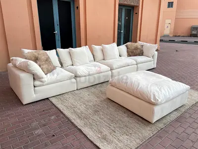 Elegant White Sofa Set with Cozy Cushions