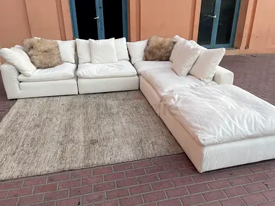 Elegant White Modular Sofa Set with Cozy Cushions
