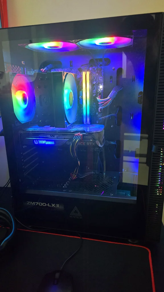 High end Gaming Desktop Setup with RGB and High-Performance Gear with gaming table and gaming chair63228828696577113