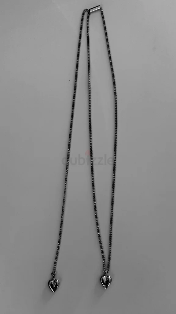 Saint Laurent Double Heart Charm Sliding Necklace in Brass63232652366083112