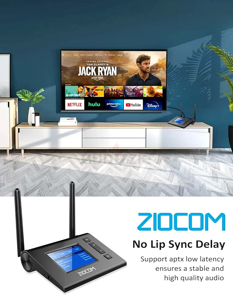 جهاز إرسال واستقبال بلوتوث ZIOCOM للتلفاز، شاشة عرض LCD مرئية فريدة، محول بلوتوث لاسلكي63438106692354113