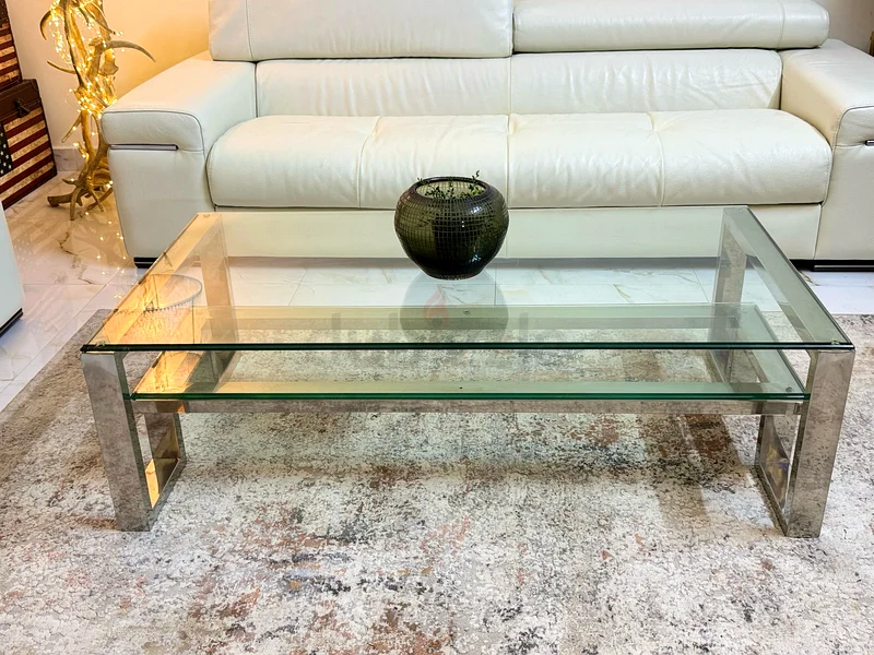 The One Chrome Coffee Table With 2 glass Shelves628638261669131127