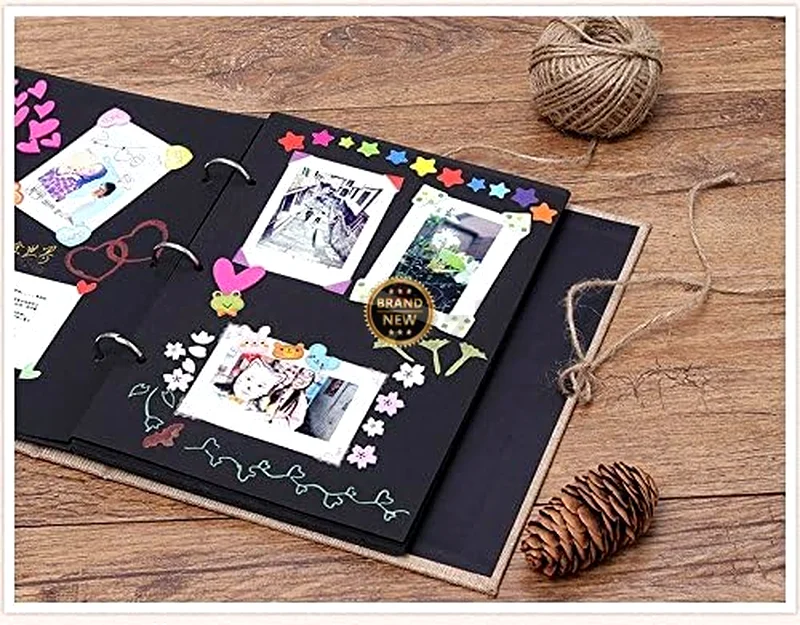 2215 - Photo Album Self-Adhesive Pages, 60-Page Scrapbook Album with Linen Cover63225745267586112