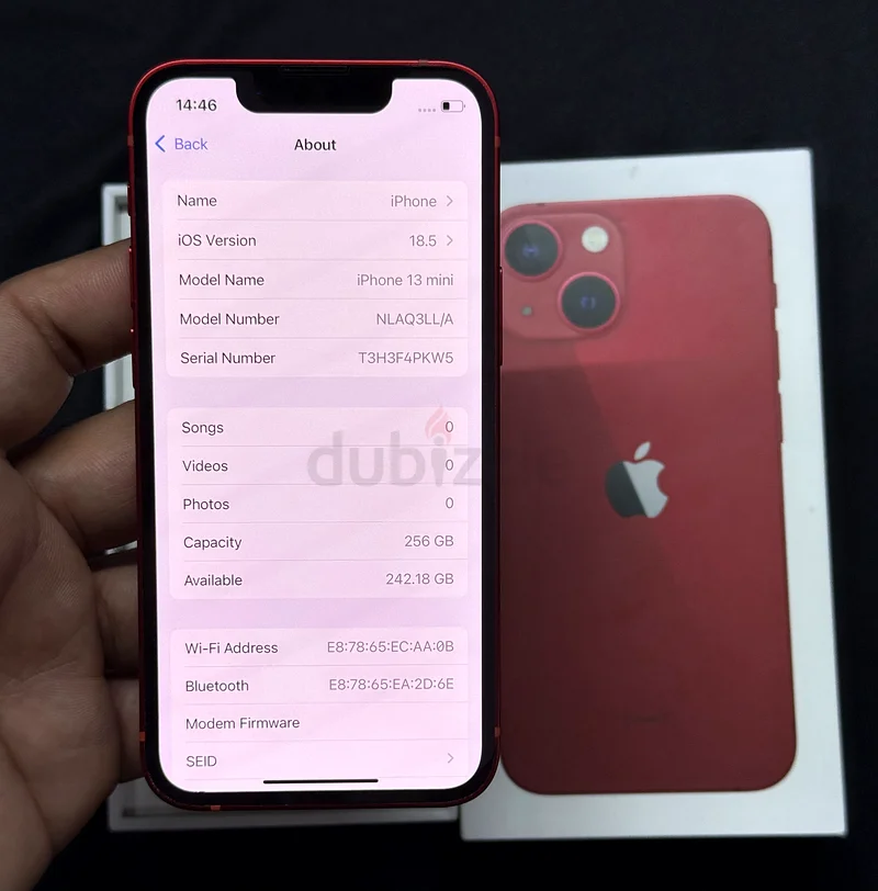 آي فون 13 ميني بسعة تخزين 256 جيجا بايت باللون الأحمر62864711358465114