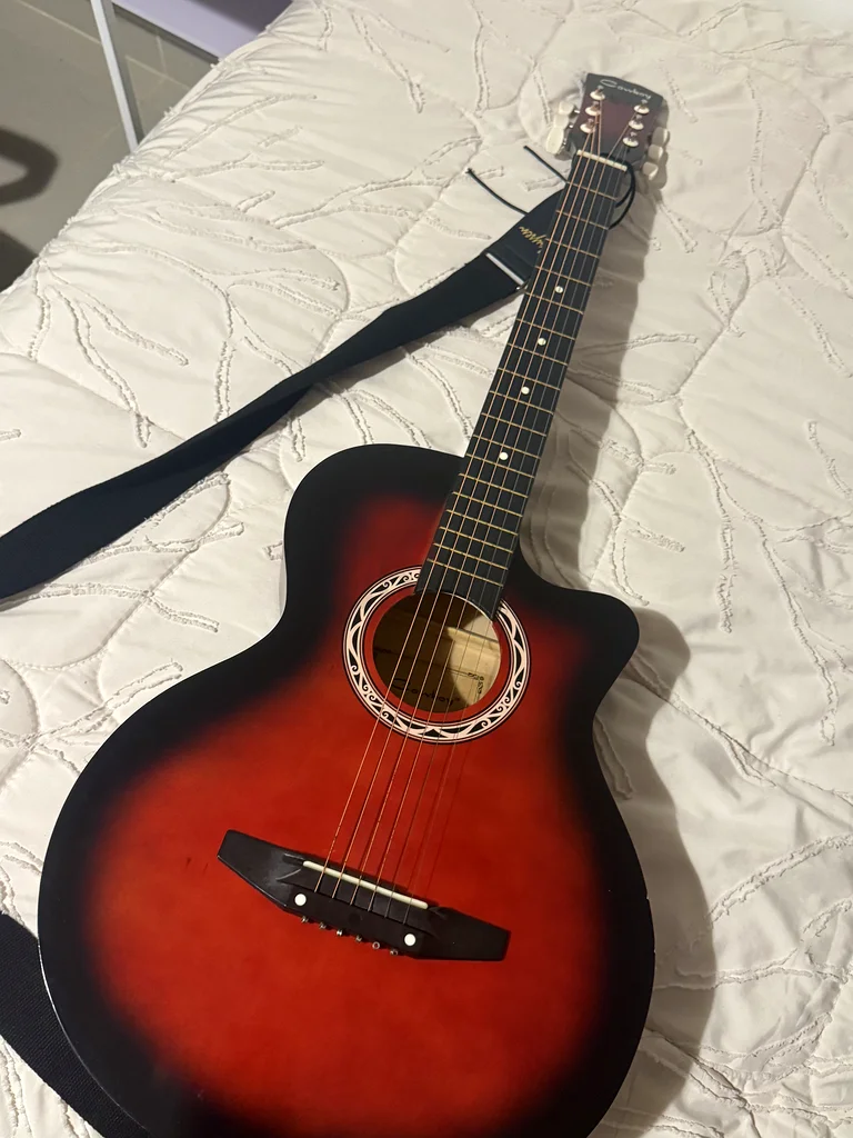 Striking Acoustic Guitar in Red Sunburst Finish632301883737611121