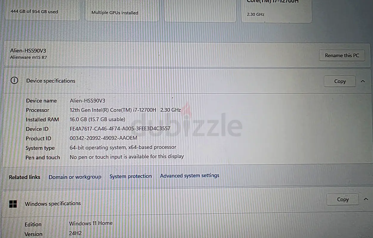 Alienware M15 R763256072243457115