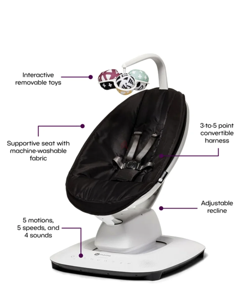 4moms. mamaRoo multi-Motion baby swing. Comfort and Fun: 5-in-1 Baby Swing with Interactive Toys63204260753410112