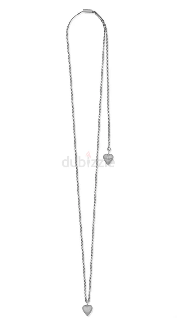 Saint Laurent Double Heart Charm Sliding Necklace in Brass63232652366083110