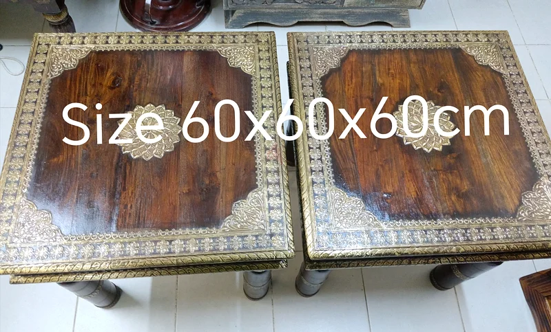 Solid wood Antique side Tables 2pcs63211420539394111