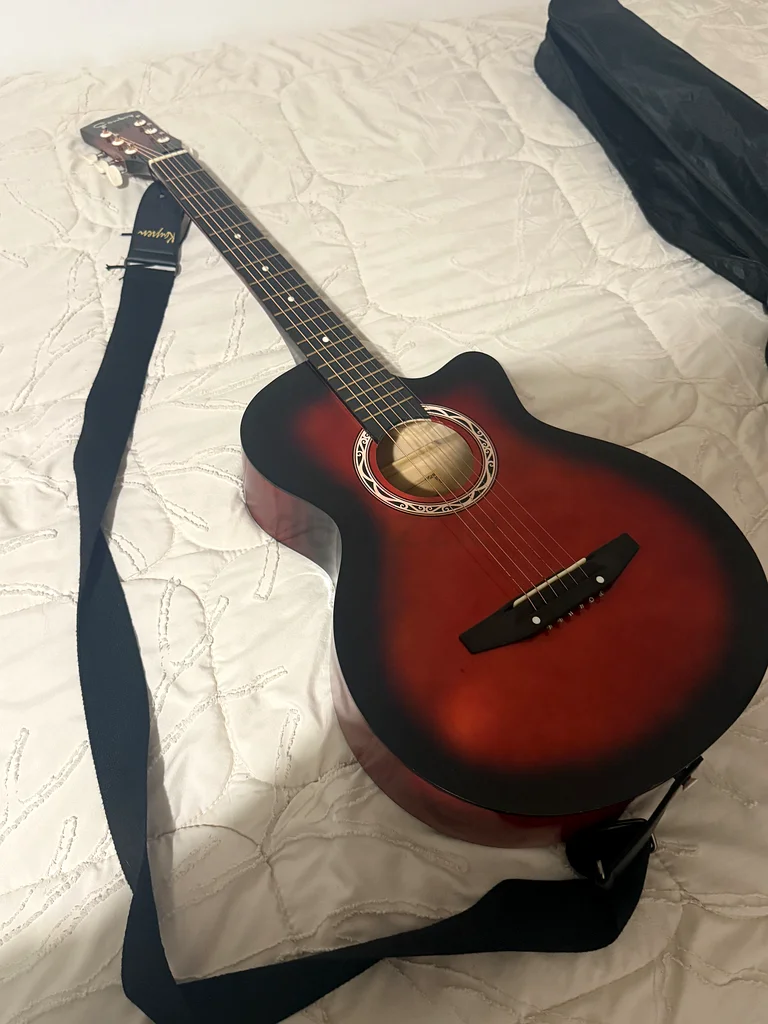 Striking Acoustic Guitar in Red Sunburst Finish63230188373761113