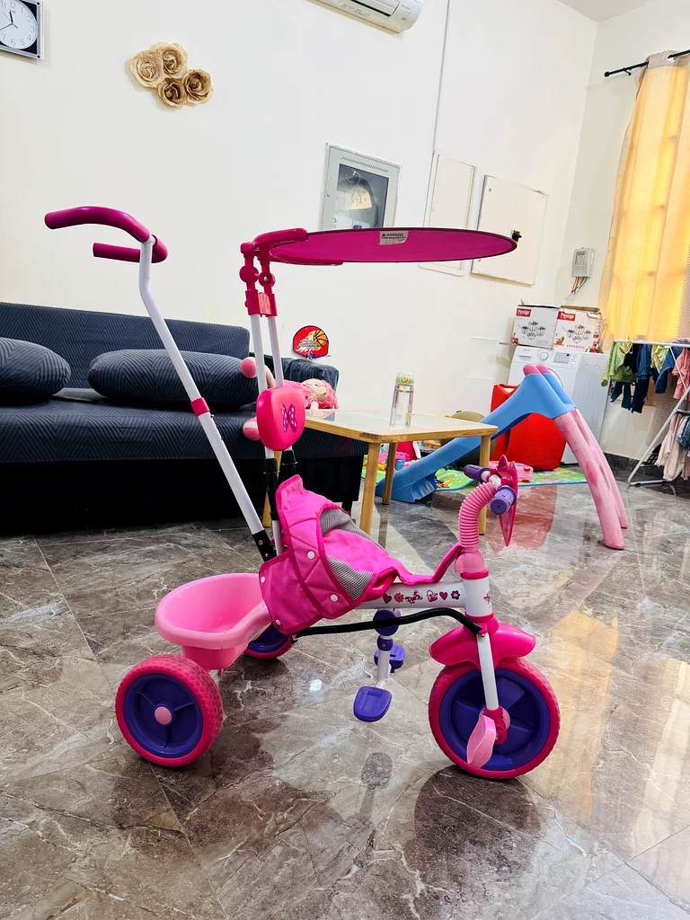 دراجة ثلاثية عربية لطيفة باللون الوردي للأطفال - مزيج من المرح والسلامة!63246752194689111