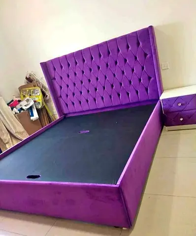 Luxurious Purple Velvet Bed with Velvet Fabric Finishing for Sale!